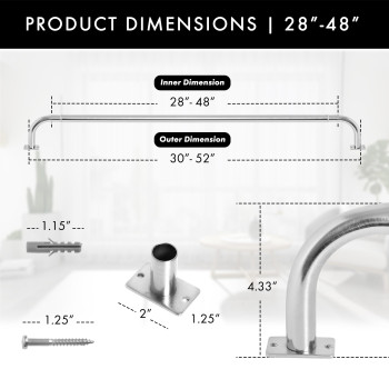 Meriville 1Inch Diameter Wrap Around Blackout Curtain Rod 28Inch To 48Inch Satin Nickel Finish