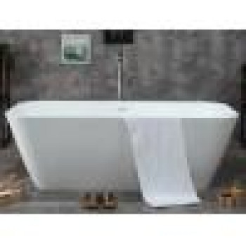 ALFI brand AB9952 67 White Rectangular Solid Surface Smooth Resin Soaking Bathtub