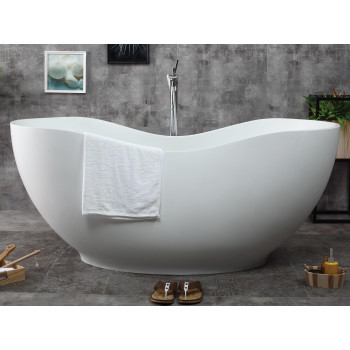 ALFI brand AB9949 66 White Solid Surface Smooth Resin Soaking Bathtub