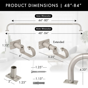 Meriville 1Inch Diameter Wrap Around Blackout Curtain Rod 4884 Pewter