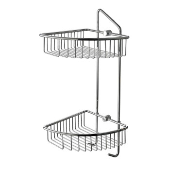 ALFI brand AB9532 Polished Chrome Corner Mounted Double Basket Shower Shelf Bathroom Accessory