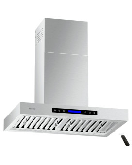 Ekon Wall Mount Range Hood 30 900 Cfm Range Hood Stainless Steel Kitchen Hood Vent With 4 Speeds Touch Panel Control Lcd Disp