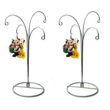 Hohiya Ornament Display Stand Holder Christmas Hanger Hook Dog Cat Glass Ball Bauble 4 Arms 12Inch Silver 2 Pcs Taiwan Made