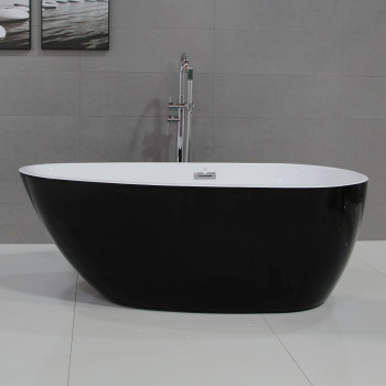 ALFI brand AB8862 59 inch Black & White Oval Acrylic Free Standing Soaking Bathtub