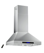 Range Hoods 36 Inch Ekon Wall Mount Range Hood Stainless Steel 900 Cfm Touch Panel Control With Remote And Lcd Display 4 Pc