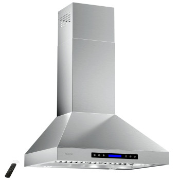 Range Hoods 36 Inch Ekon Wall Mount Range Hood Stainless Steel 900 Cfm Touch Panel Control With Remote And Lcd Display 4 Pc