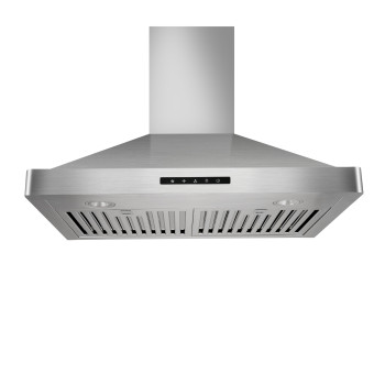 Vesta Milan 30 Inches 800Cfm Stainless Steel European Style Wall Mount Range Hood With Led Lights Touch Screen Round Front Edges