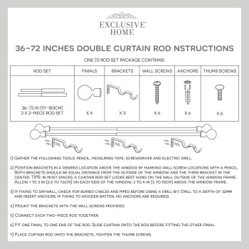 Exclusive Home Topper Double Curtain Rod And Finial Set Iron Gunmetal 3672