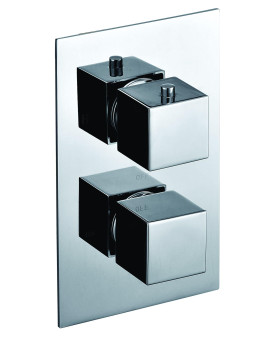 ALFI brand AB2601-PC Polished Chrome Square Knob 1 Way Thermostatic Shower Mixer