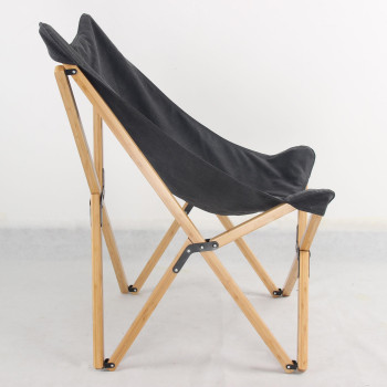 Canvas And Bamboo Butterfly Chair Black 2 Piece Set