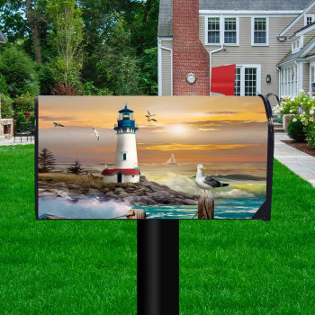 Sunset Lighthouse Summer Magnetic Mailbox Cover Standard Briarwood Lane