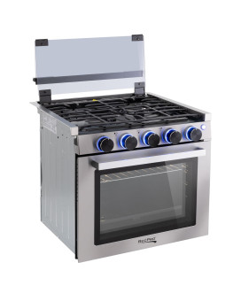 Recpro Rv Stove Gas Range 21 Tall Optional Vented Range Hood 3 Burner 18 Cu Ft 7100 Btu Black Or Silver Color Op