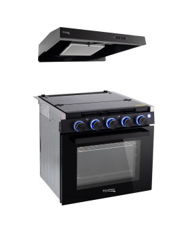 Recpro Rv Stove Gas Range 21 Tall 3 Burner 18 Cu Ft 7100 Btu Optional Vented Range Hood Black Or Silver Color Op