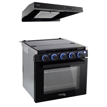 Recpro Rv Stove Gas Range 21 Tall 3 Burner 18 Cu Ft 7100 Btu Optional Vented Range Hood Black Or Silver Color Op