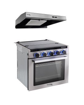 Recpro Rv Stove Gas Range 21 Tall 3 Burner 18 Cu Ft 7100 Btu Optional Vented Range Hood Black Or Silver Color Op