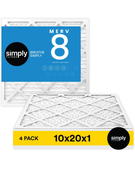 Simply Filters 10X20X1 Merv 8 Mpr 600 Air Filter 4 Pack Actual Size 975X1975X075 Hvac Ac Furnace Replacement R