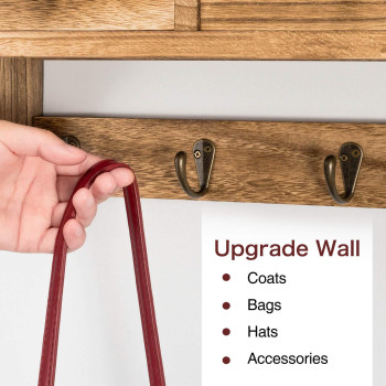 Emfogo Coat Hooks Wall Mounted Rustic Wood Coat Rack Wall Mount Shelf With Hooks Farmhouse Wall Coat Rack With Shelf Coat Ho