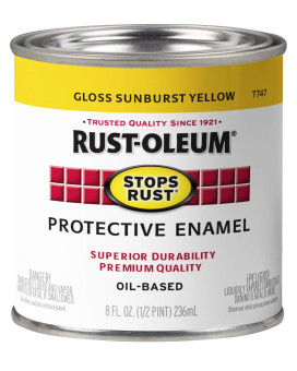 Rustoleum 77477306Pk Stops Rust Brush On Paint Half Pint 6 Pack Gloss Sunburst Yellow