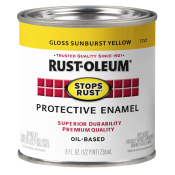 Rustoleum 77477306Pk Stops Rust Brush On Paint Half Pint 6 Pack Gloss Sunburst Yellow