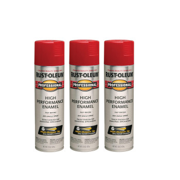 Rustoleum 75648383Pk Professional High Performance Enamel Spray Paint 15 Oz Gloss Safety Red 3 Pack