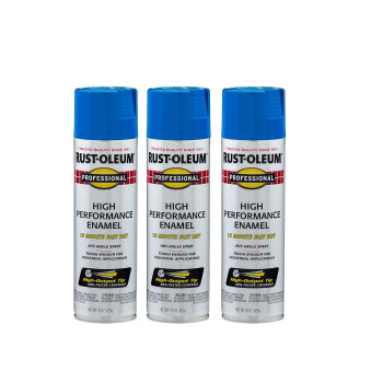 Rustoleum 75248383Pk Professional High Performance Enamel Spray Paint 15 Oz Gloss Safety Blue 3 Pack