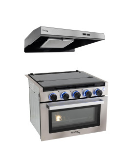 Recpro Rv Stove 21 X 17 Cooktop 17 Tall Gas Range 3 Burner 18 Cu Ft 7100 Btu Black Or Silver Finish Option