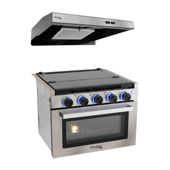 Recpro Rv Stove 21 X 17 Cooktop 17 Tall Gas Range 3 Burner 18 Cu Ft 7100 Btu Black Or Silver Finish Option