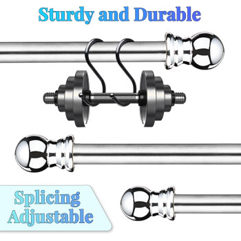 Curtain Rod 48 84 Silver Curtain Rods For Windows 1 Diameter Decorative Adjustable Curtain Rod With Brackets For Room