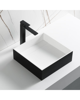 Black Matte 14 Square Solid Surface Resin Sink