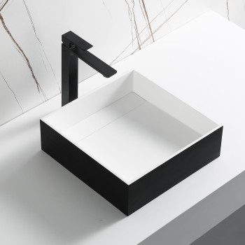 Black Matte 14 Square Solid Surface Resin Sink