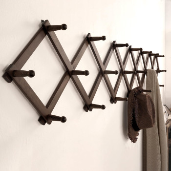 Skoloo Accordion Wall Hanger Modern Expandable Coat Rack Wall Mounted Solid Wooden Wall Hat Rack 22 Peg Walnut