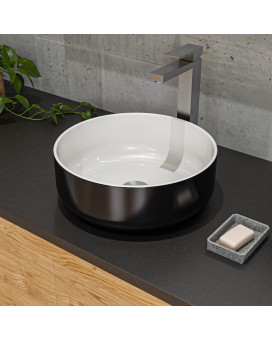 ALFI brand ABC908 Black & White 15 Round Above Mount Ceramic Sink