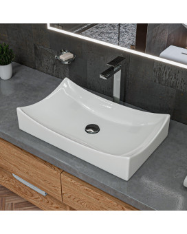 ALFI brand ABC904 White 26 Fancy Rectangular Above Mount Ceramic Sink