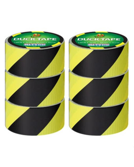 Duck Brand Duck Printed Duct Tape 6Roll Blackyellow Stripes 283972C