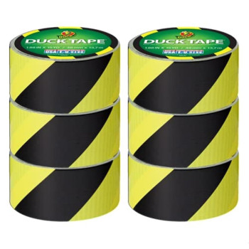 Duck Brand Duck Printed Duct Tape 6Roll Blackyellow Stripes 283972C