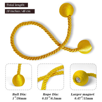 Hion Magnetic Curtain Tiebacks Golden 2Pcs Curtain Tiebacks Buckles Holdbacks Holders Hooks Clip For Home Bedroom Office Decora