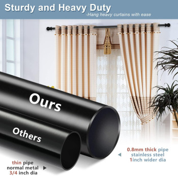 Black Curtain Rods For Windows 66 To 144 Long Curtain Rods For Grommet Drapes 1 Inch Curtain Rod Heavy Duty For Sliding Door