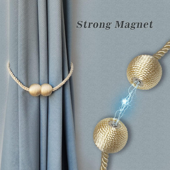 Hion Magnetic Curtain Tiebacks Grey 2Pcs Curtain Tiebacks Buckles Holdbacks Holders Hooks Clip For Home Bedroom Office Decorati