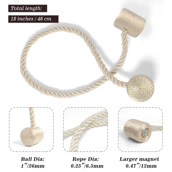 Hion Magnetic Curtain Tiebacks Beige 2Pcs Curtain Tiebacks Buckles Holdbacks Holders Hooks Clip For Home Bedroom Office Decorat