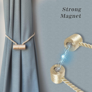 Hion Magnetic Curtain Tiebacks Beige 2Pcs Curtain Tiebacks Buckles Holdbacks Holders Hooks Clip For Home Bedroom Office Decorat