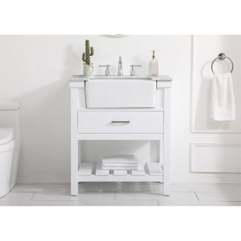 30 Inch Single Bathroom Vanity In White