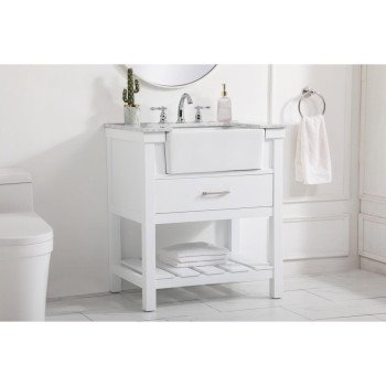 30 Inch Single Bathroom Vanity In White