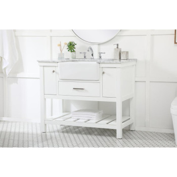 42 Inch Single Bathroom Vanity In White