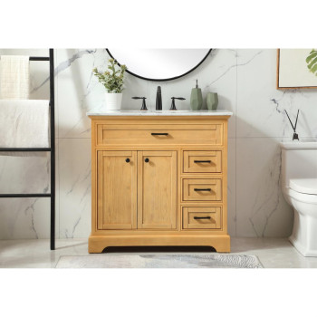 36 Inch Single Bathroom Vanity In Natural Wood