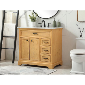 36 Inch Single Bathroom Vanity In Natural Wood