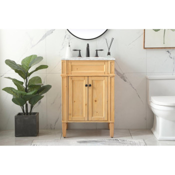 24 Inch Single Bathroom Vanity In Natural Wood