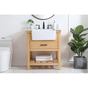 30 Inch Single Bathroom Vanity In Natural Wood