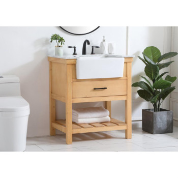 30 Inch Single Bathroom Vanity In Natural Wood