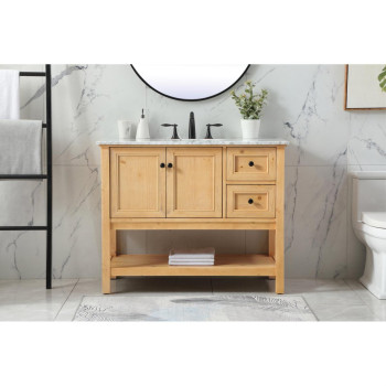 42 Inch Single Bathroom Vanity In Natural Wood