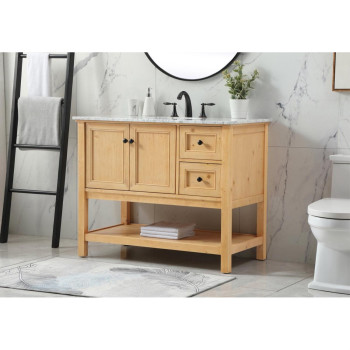 42 Inch Single Bathroom Vanity In Natural Wood